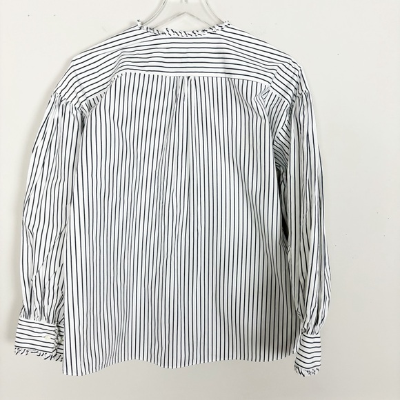 ANN MASHBURN stripped half button down blouse - Picture 2 of 4